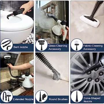 Handheld Steam Cleaner, Steamer for Cleaning, Multipurpose Portable Steam Cleaners for Home Use with Safety Lock and 10 Accessory Kit to Remove Grime, Grease, and More, Save Time and Effort