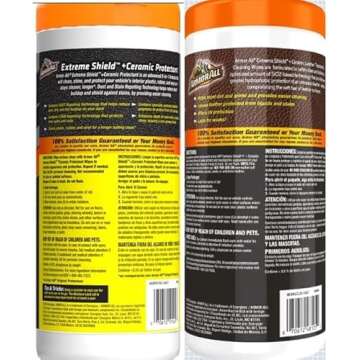 Armor All Ceramic Car Leather Cleaning Wipes, Use on Heated Seats and Leather Surfaces, Includes Ceramic Leather and Extreme Protectant Wipes - 2 Count