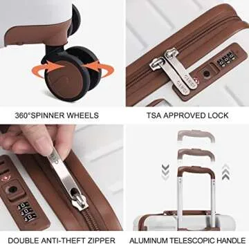 CLUCI Carry On Luggage with Spinner Wheels,Lightweight Hardside Suitcase PC Hardshell Luggage with TSA Lock,20" Carry-On(Beige)