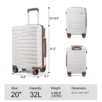 CLUCI Carry On Luggage with Spinner Wheels,Lightweight Hardside Suitcase PC Hardshell Luggage with TSA Lock,20" Carry-On(Beige)