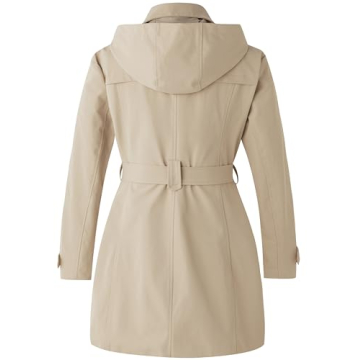 wantdo Women's Trench Coats Plus Size Mid Length Pea Coat Double-Breasted Long Classic Lapel Overcoat with Belt Khaki 3X