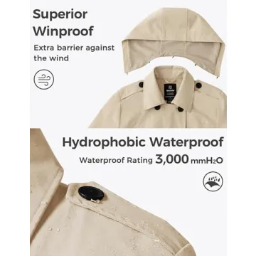 wantdo Women's Trench Coats Plus Size Mid Length Pea Coat Double-Breasted Long Classic Lapel Overcoat with Belt Khaki 3X