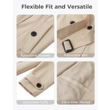 wantdo Women's Trench Coats Plus Size Mid Length Pea Coat Double-Breasted Long Classic Lapel Overcoat with Belt Khaki 3X