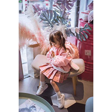 SANGTREE Girls Pleated Pink Plaid Skirt Skort for Kids