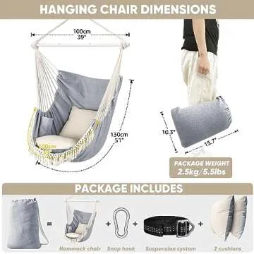 Chihee Hammock Chair Hanging Swing - Portable & Stylish