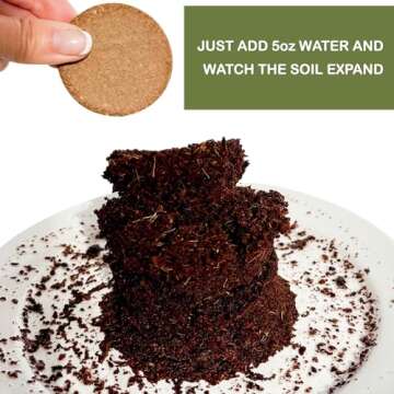 16 Pack Expanding Organic Fiber Soil, Amazing Potting Soil for Indoor Plants & Herbs. Soil Discs Made from Coco Coir. Expands to Fit 3” and 4” Pots.