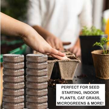 16 Pack Expanding Organic Fiber Soil, Amazing Potting Soil for Indoor Plants & Herbs. Soil Discs Made from Coco Coir. Expands to Fit 3” and 4” Pots.