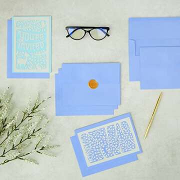 Juvale 96 Pack Light Blue 5x7 Envelopes for Invitations, A7 Size for Mailing Greeting Cards, Wedding...