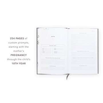 Promptly Journals, A Complete Childhood History: From Pregnancy to 18 Years Old (Navy Blue, Linen) | Baby Book and Pregnancy Journal | Baby Memory Book