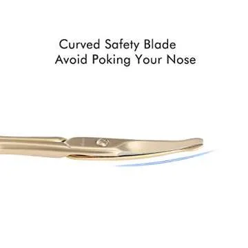 LIVINGO 3.75" Small Safety Facial Nose Hair Scissors, Curved Blade with Rounded Tip Stainless Steel for Manicure Cuticle, Eyebrow, Dry Skin (Gold)