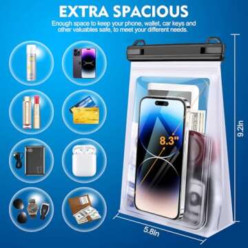 PEDVSTY Large Floating Waterproof Phone Pouch [with Sealing Strip], Cell Phone Dry Bag for iPhone 16...