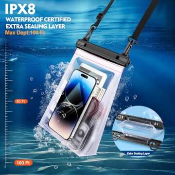PEDVSTY Large Floating Waterproof Phone Pouch for Any Phone