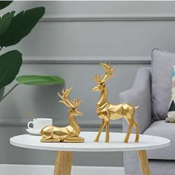 Benxin Nordic Elk Sculpture - Gold Deer Statues Home Decor
