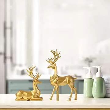 Benxin Nordic Elk Sculpture - Gold Deer Statues Home Decor