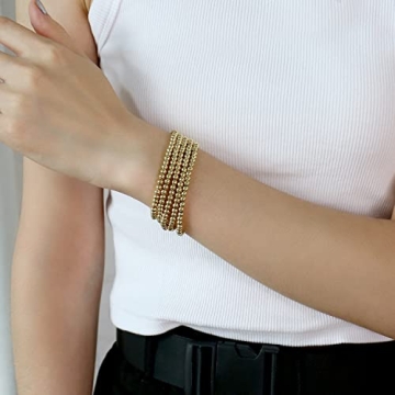 Elegance 14K Gold Bead Bracelet Set for Women