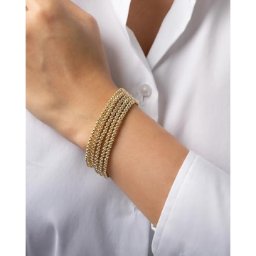 Elegance 14K Gold Bead Bracelet Set for Women