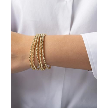 Elegance 14K Gold Bead Bracelet Set for Women