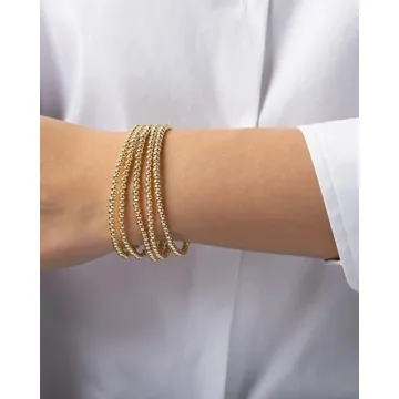 Elegance 14K Gold Bead Bracelet Set for Women