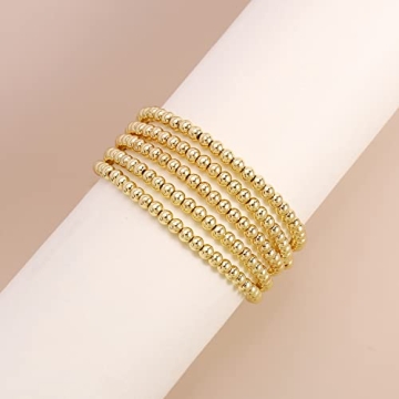 Elegance 14K Gold Bead Bracelet Set for Women