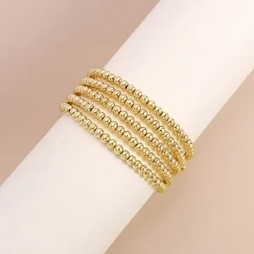 Elegance 14K Gold Bead Bracelet Set for Women