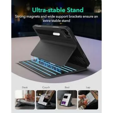 ESR for iPad Pro 12.9 Case (6th/5th Generation, 2022/2021), Removable Magnetic Cover, Adjustable Portrait/Landscape Stand with Raised Display View, 9 Standing Angles, Shift Series, Black