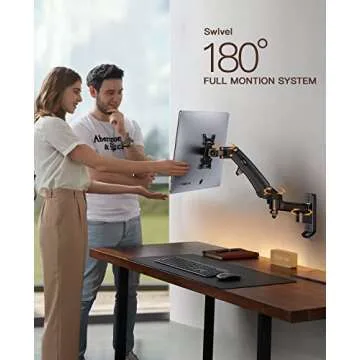 HUANUO Computer Monitor Wall Mount for 22 to 35 inch Flat Curved Screens, Single Wall Mount Monitor ...