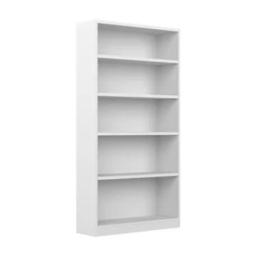 Bush Furniture Universal Tall 5 Shelf Bookcase - Stylish White Vertical Storage