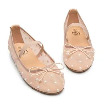 Trary Mesh Ballet Flats for Women, Pearl Ballet Flats Shoes for Women, Bow Mary Jane Shoes Women, Rhinestone Nude Flats for Women, Comfy Dress Shoes for Women, Wide Mary Janes Flats, Mesh Flats