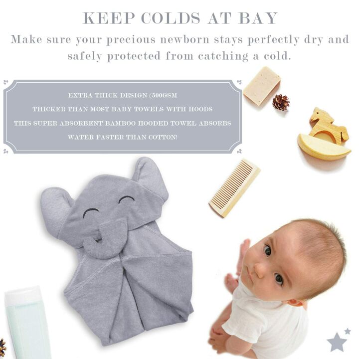 Hooded Bamboo Baby Towel & Washcloths Set