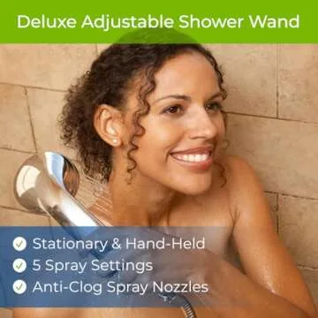 WaterChef Handheld Shower Filter System SF-7C (Brushed Nickel) - Deluxe Adjustable Wand, Advanced Filtration for Superior Chlorine Reduction - NSF/ANSI Certified: 96.6% of Chlorine, 10,000 Gal., USA