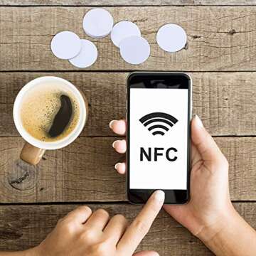 50 Pieces NFC Tags NFC 215 Card NFC Chip 215 Blank White PVC Coin Cards Compatible with Tagmo and NFC Enabled Mobile Phones and Devices, Round (25 mm/ 1 Inch)