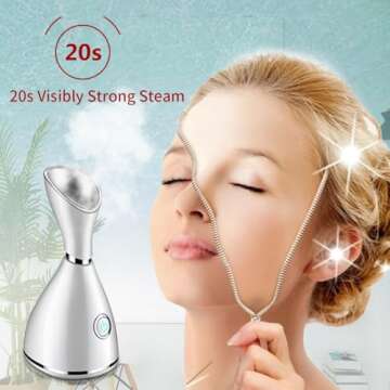 Facial Steamer-Nano Ionic Facial Steamer Warm Mist Humidifier Atomizer Sprayer Moisturizing Face Ste...