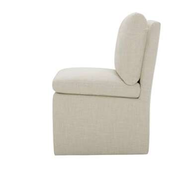 Amazon Brand – Stone & Beam Vivianne Modern Upholstered Armless Dining Chair with Casters, 19.7"W, Linen