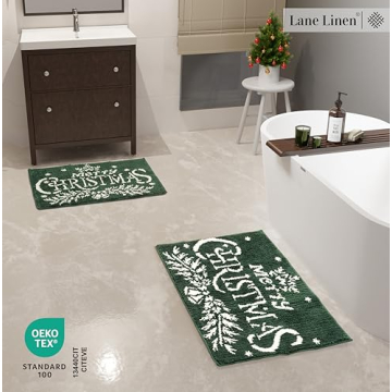 LANE LINEN Christmas Rug Set - Soft & Non-Slip Bath Mats
