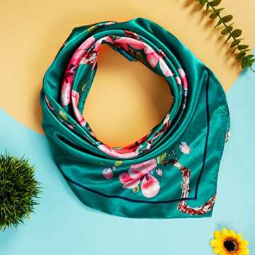 4 Pcs Silk Feeling Head Scarf for Women, 35 x 35 Inches Silky Satin Neck Head Hair Scarf for Women Fashion Soft Silk Bandana Beautiful Gifts …