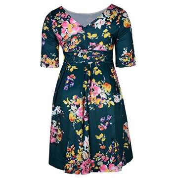 Samtree Women's Plus Size Floral 3/4 Sleeve Backless Cocktail Party Swing Dress(Tag Size 3XL(US 14 W),Green)