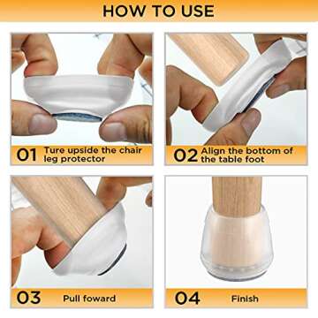 16 Pcs Chair Leg Floor Protectors for Hardwood Floors. 1Inch Medium White.