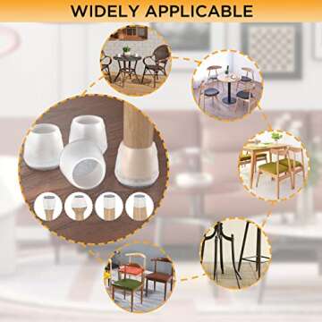 16 Pcs Chair Leg Floor Protectors for Hardwood Floors. 1Inch Medium White.