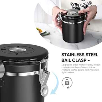 AMAHLE 16OZ Airtight Coffee Canister with Spoon