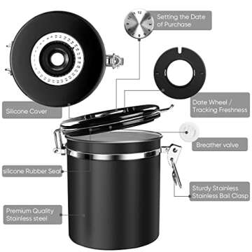 AMAHLE 16OZ Airtight Coffee Canister with Spoon