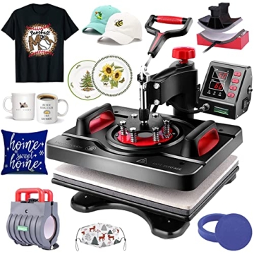 Upgraded 15 x 12 Heat Press Machine for Shirts 5 in 1 Digital Swing Heat Press Sublimation Machine I...
