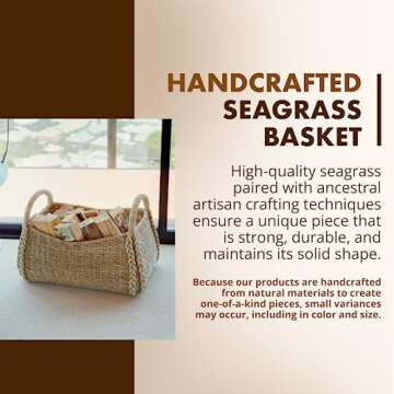 KOUBOO XL Seagrass Basket, Handmade, Living Room, Blankets, Toy Bin, Extra Storage, Decorative Stora...