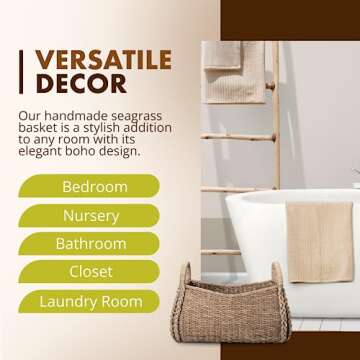 KOUBOO XL Seagrass Basket, Handmade, Living Room, Blankets, Toy Bin, Extra Storage, Decorative Storage, Laundry Basket, Brown