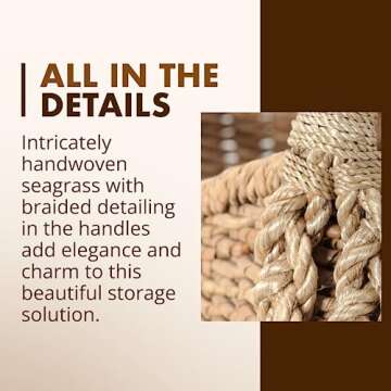 KOUBOO XL Seagrass Basket, Handmade, Living Room, Blankets, Toy Bin, Extra Storage, Decorative Storage, Laundry Basket, Brown