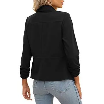 POGT Black Blazer for Women Office Casual Stylish Cardigan