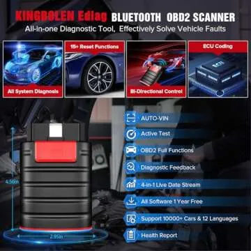 KINGBOLEN Ediag OBD2 Scanner Bluetooth, Bidirectional Scanner Wireless All System Diagnostic Tool for iOS & Android, ECU Coding, Active Test, 15+ Reset Functions, FCA AutoAuth, 1 Year Fr-ee