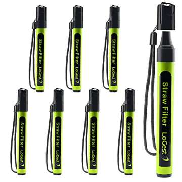 8 Pack Water Filter Straw - Water Purifying Device - Portable Personal Water Filtration Survival - for Emergency Kits Outdoor Activities and Hiking - Water Filter Camping Travel Survival backpacking