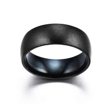 GUAngqi Titanium Wedding Ring: Black Band Comfort Fit for Men & Women