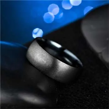GUAngqi Titanium Wedding Ring Black Band for Men & Women