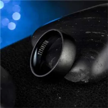 GUAngqi Titanium Wedding Ring Black Band for Men & Women